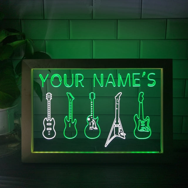 Guitar Line Up Personalized Two Tone Sign - Luxury Framed Edition