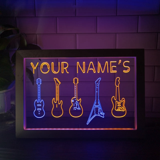 Guitar Line Up Personalized Two Tone Sign - Luxury Framed Edition