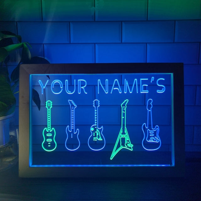 Guitar Line Up Personalized Two Tone Sign - Luxury Framed Edition