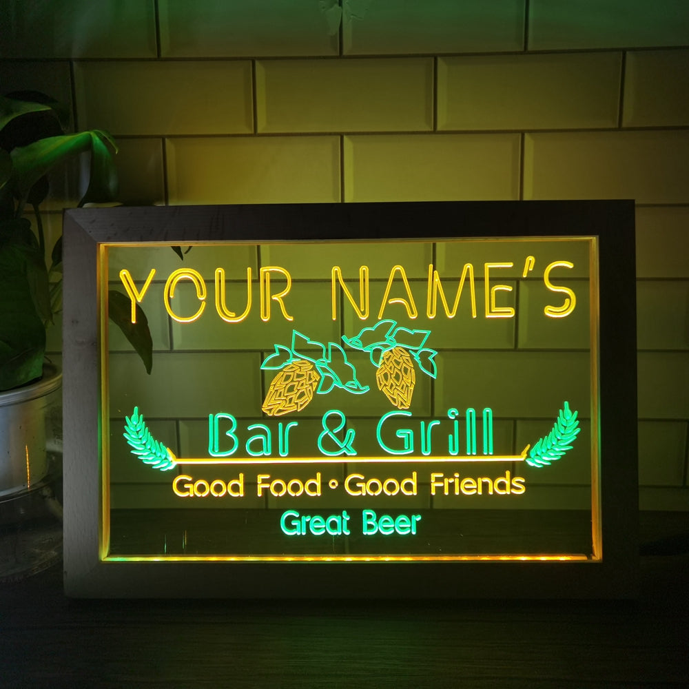 Bar and Grill Two Tone Sign - Luxury Framed Edition