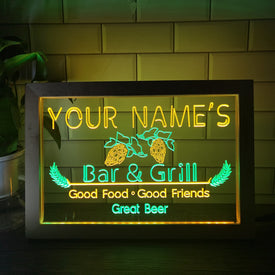 Bar and Grill Two Tone Sign - Luxury Framed Edition