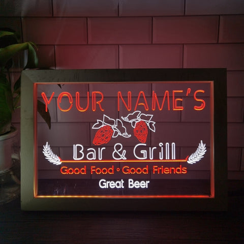 Image of Bar and Grill Two Tone Sign - Luxury Framed Edition