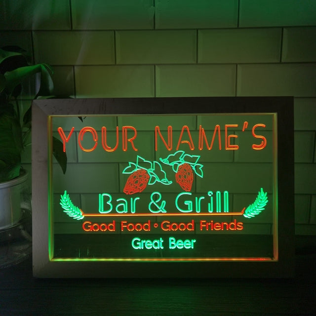 Bar and Grill Two Tone Sign - Luxury Framed Edition