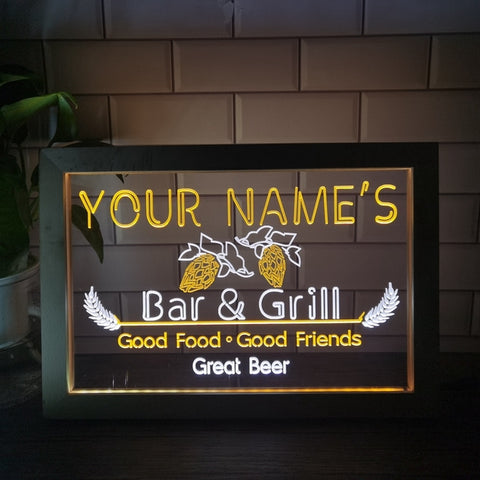 Image of Bar and Grill Two Tone Sign - Luxury Framed Edition