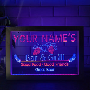 Bar and Grill Two Tone Sign - Luxury Framed Edition