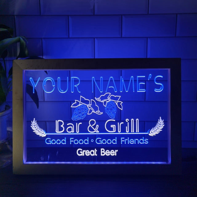 Bar and Grill Two Tone Sign - Luxury Framed Edition
