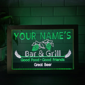 Bar and Grill Two Tone Sign - Luxury Framed Edition
