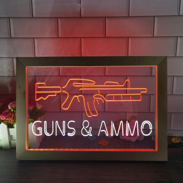 Guns and Ammo Two Tone Sign - Luxury Framed Edition