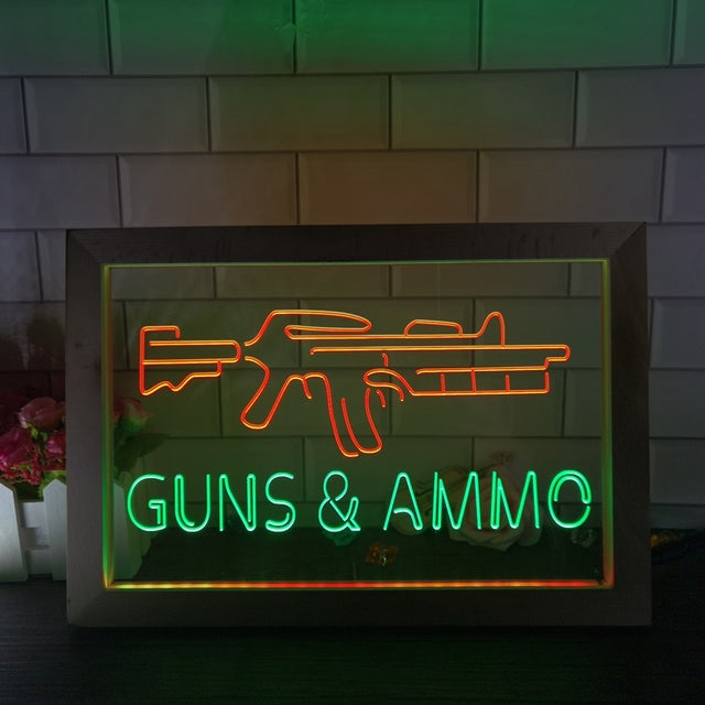 Guns and Ammo Two Tone Sign - Luxury Framed Edition