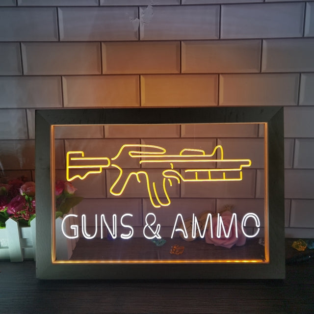 Guns and Ammo Two Tone Sign - Luxury Framed Edition