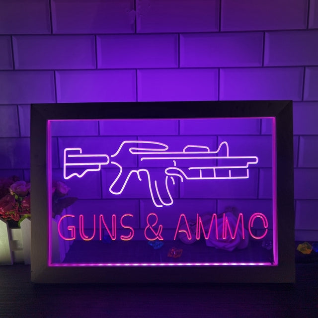 Guns and Ammo Two Tone Sign - Luxury Framed Edition