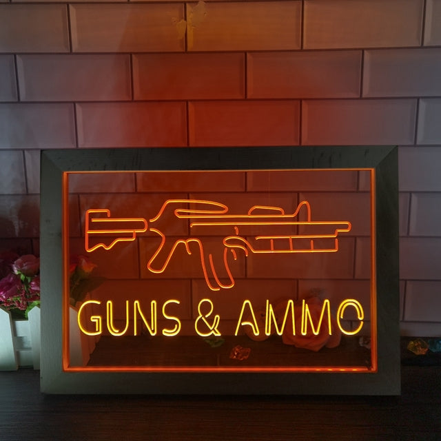 Guns and Ammo Two Tone Sign - Luxury Framed Edition