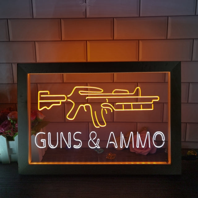 Guns and Ammo Two Tone Sign - Luxury Framed Edition