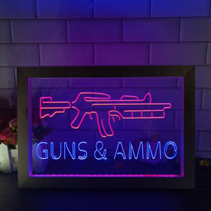 Guns and Ammo Two Tone Sign - Luxury Framed Edition