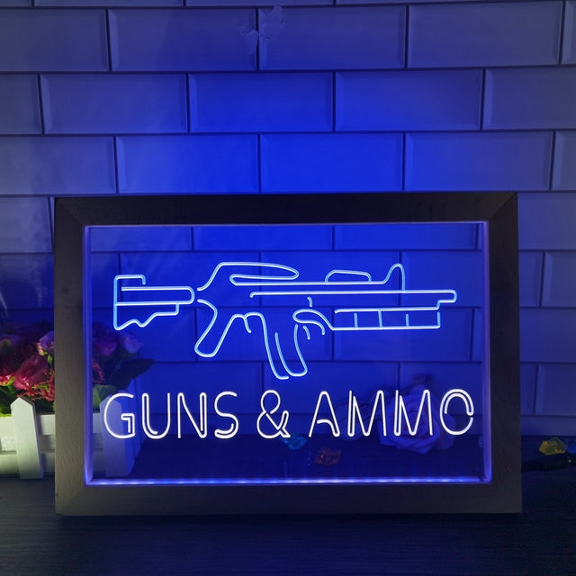 Guns and Ammo Two Tone Sign - Luxury Framed Edition