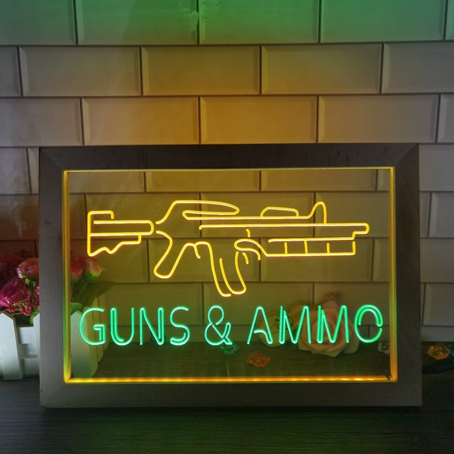 Guns and Ammo Two Tone Sign - Luxury Framed Edition