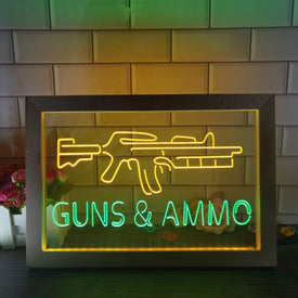 Guns and Ammo Two Tone Sign - Luxury Framed Edition
