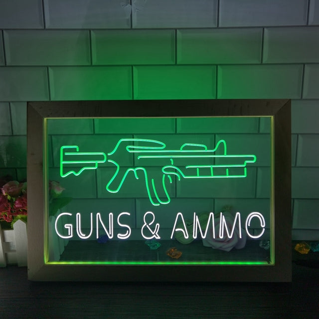 Guns and Ammo Two Tone Sign - Luxury Framed Edition