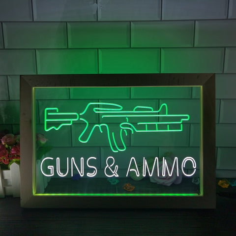 Image of Guns and Ammo Two Tone Sign - Luxury Framed Edition