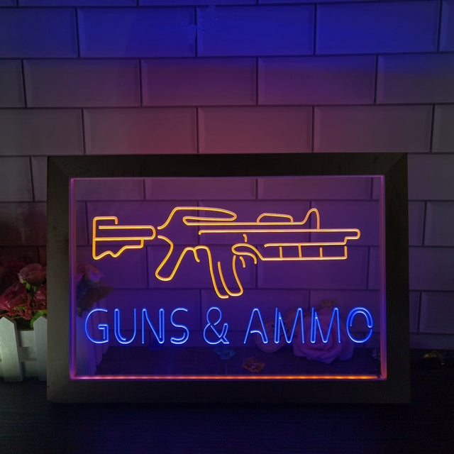 Guns and Ammo Two Tone Sign - Luxury Framed Edition