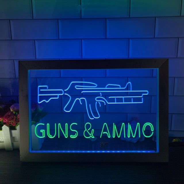 Guns and Ammo Two Tone Sign - Luxury Framed Edition