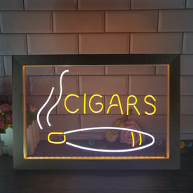 Cigars Two Tone Sign - Luxury Framed Edition
