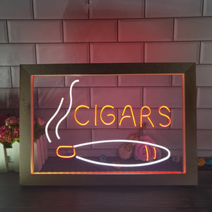 Cigars Two Tone Sign - Luxury Framed Edition