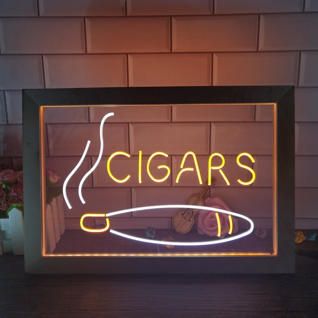 Cigars Two Tone Sign - Luxury Framed Edition