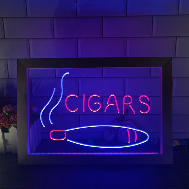 Cigars Two Tone Sign - Luxury Framed Edition