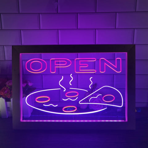 Image of Open Pizza Restaurant Two Tone Sign - Luxury Framed Edition