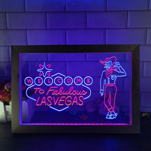 Image of Welcome to Las Vegas Two Tone Sign - Luxury Framed Edition