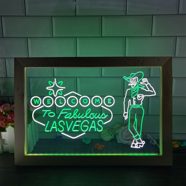 Welcome to Las Vegas Two Tone Sign - Luxury Framed Edition