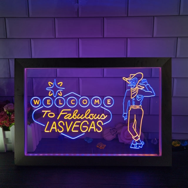 Welcome to Las Vegas Two Tone Sign - Luxury Framed Edition