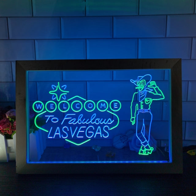Welcome to Las Vegas Two Tone Sign - Luxury Framed Edition