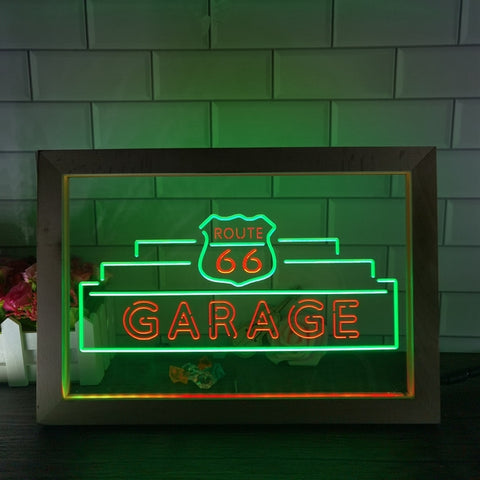 Image of Route 66 Garage Two Tone Sign - Luxury Framed Edition