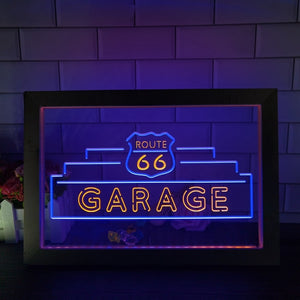 Route 66 Garage Two Tone Sign - Luxury Framed Edition