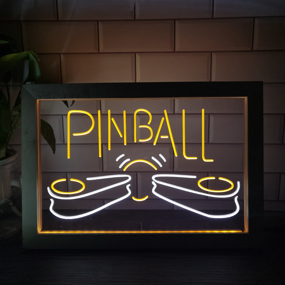 Pinball Machine Flippers Two Tone Sign - Luxury Framed Edition