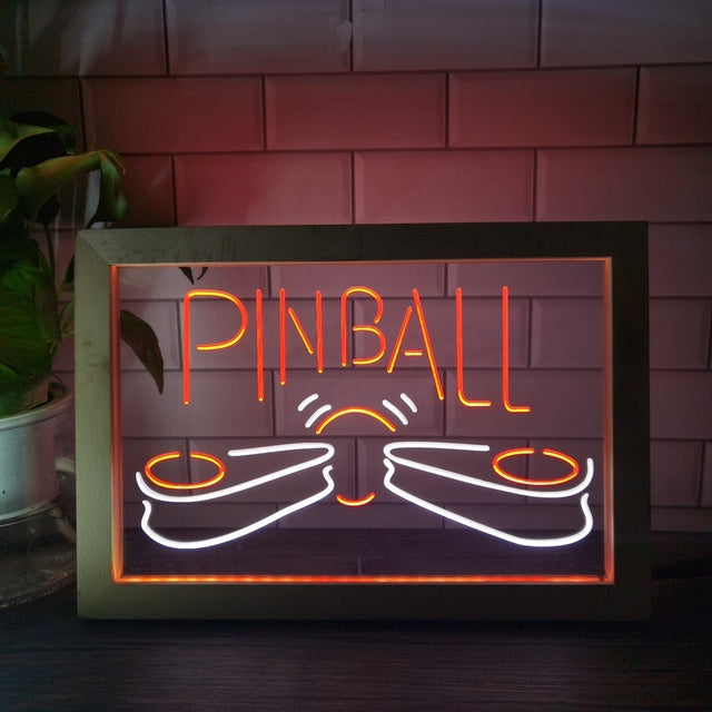 Pinball Machine Flippers Two Tone Sign - Luxury Framed Edition
