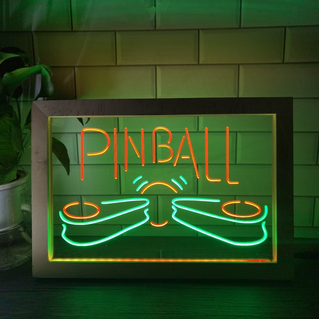 Pinball Machine Flippers Two Tone Sign - Luxury Framed Edition