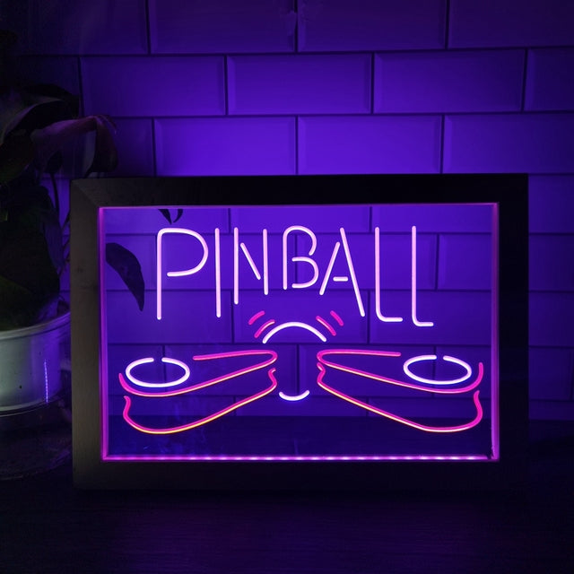 Pinball Machine Flippers Two Tone Sign - Luxury Framed Edition