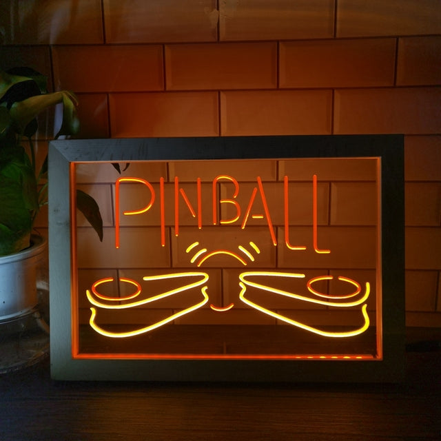 Pinball Machine Flippers Two Tone Sign - Luxury Framed Edition