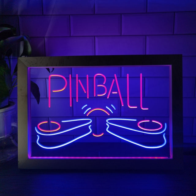 Pinball Machine Flippers Two Tone Sign - Luxury Framed Edition