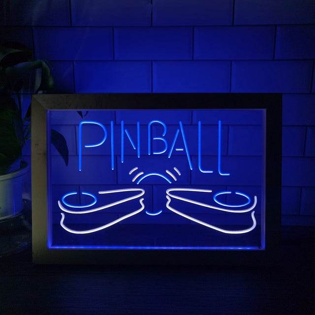 Pinball Machine Flippers Two Tone Sign - Luxury Framed Edition