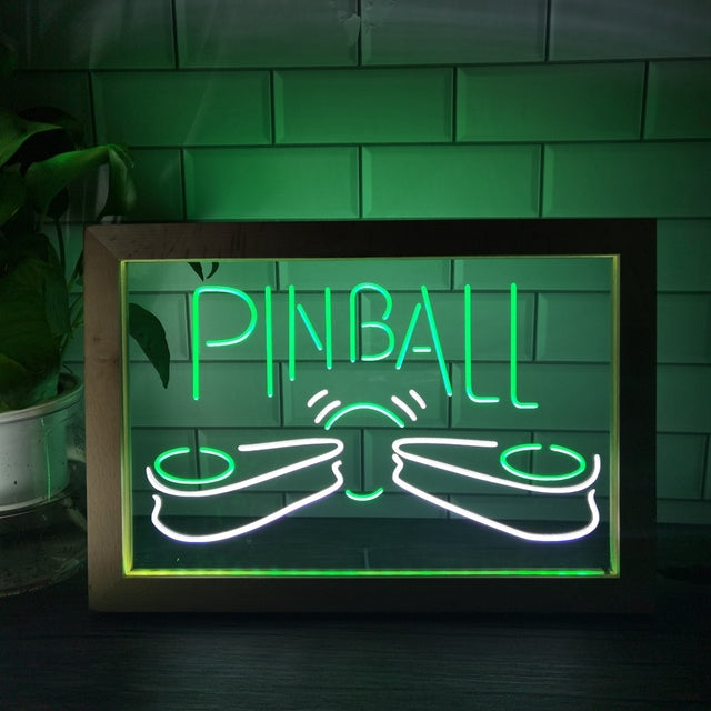 Pinball Machine Flippers Two Tone Sign - Luxury Framed Edition