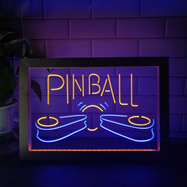 Pinball Machine Flippers Two Tone Sign - Luxury Framed Edition