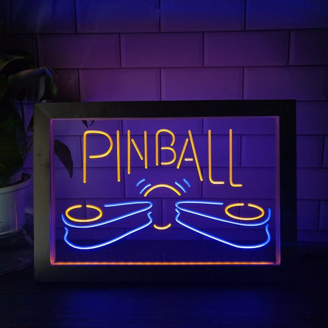 Image of Pinball Machine Flippers Two Tone Sign - Luxury Framed Edition