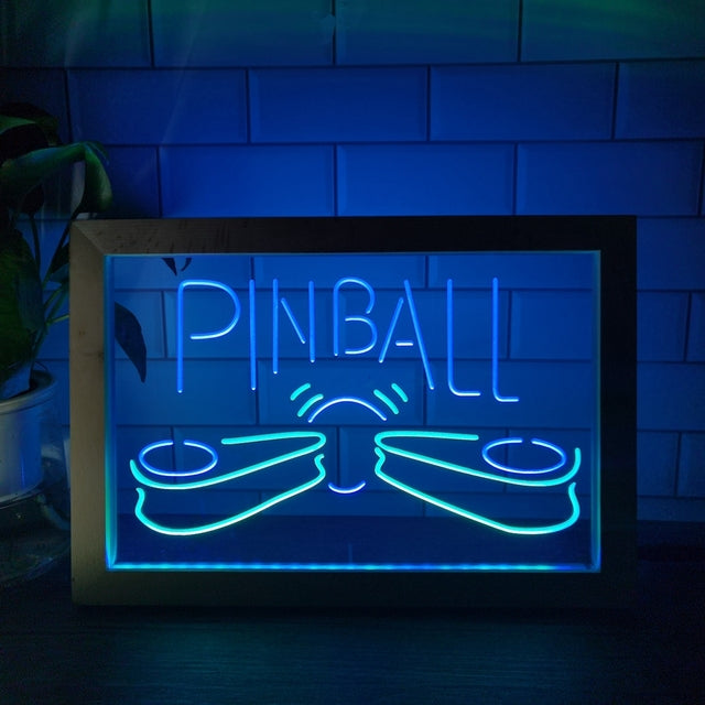 Pinball Machine Flippers Two Tone Sign - Luxury Framed Edition
