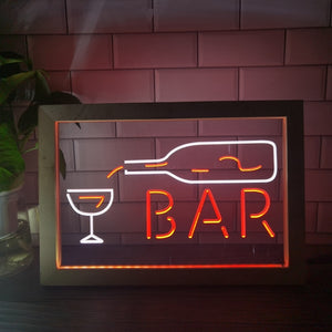 Pouring Bottle Two Tone Bar Sign - Luxury Framed Edition