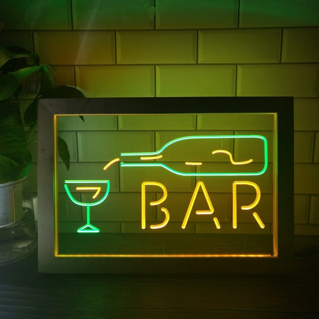 Pouring Bottle Two Tone Bar Sign - Luxury Framed Edition