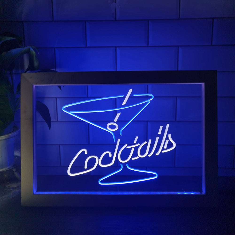 Cocktails Two Tone Sign - Luxury Framed Edition